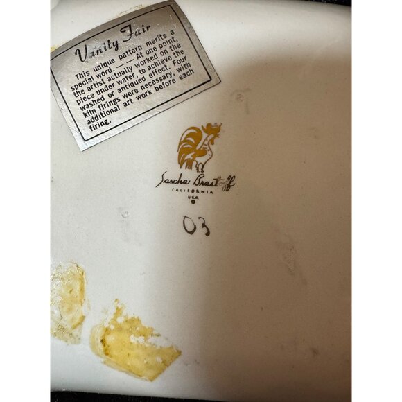 Sascha Brastoff Vanity Fair Square Decorative Glass Plate Trnket Tray - Picture 5 of 7